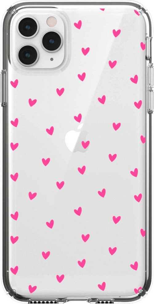 Iphone 11 Pro Minik Kalpler Pembe Desenli Şeffaf Telefon Kılıfı
