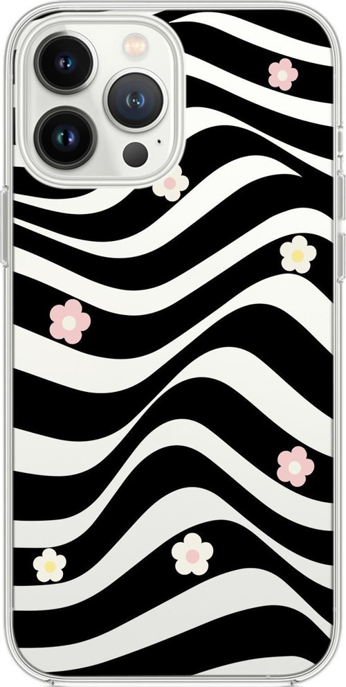 İphone 14 Pro Max Uyumlu Flowers İn Illusion Premium Şeffaf Silikon Kılıf