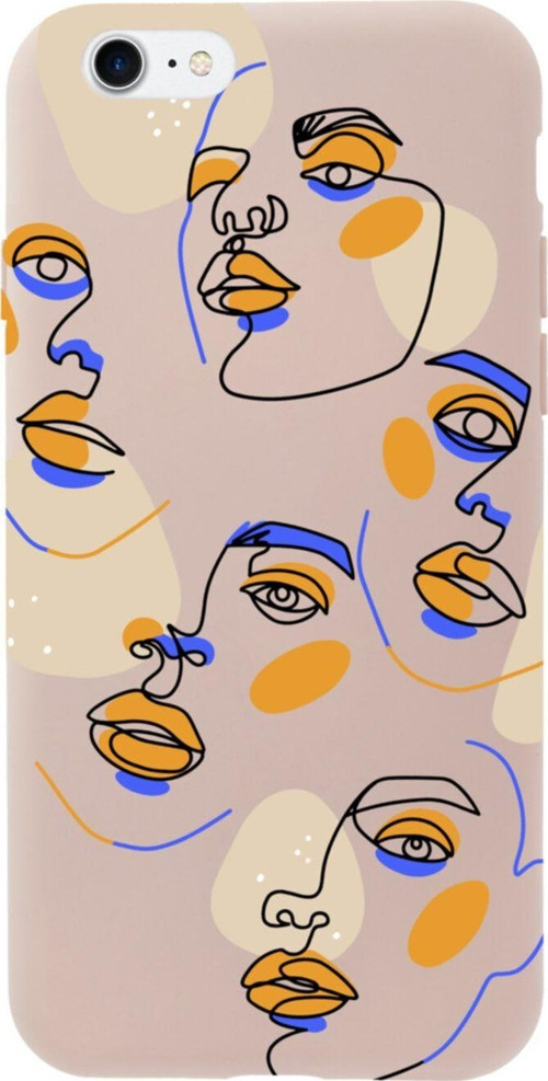 İphone Se Surreal Face Tasarımlı Pembe Telefon Kılıfı