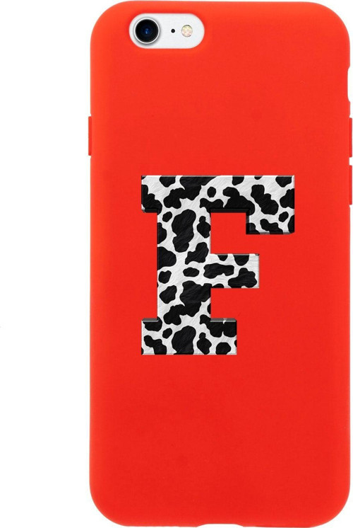 İphone 8 F Harfi Tasarımlı Kırmızı Telefon Kılıfı