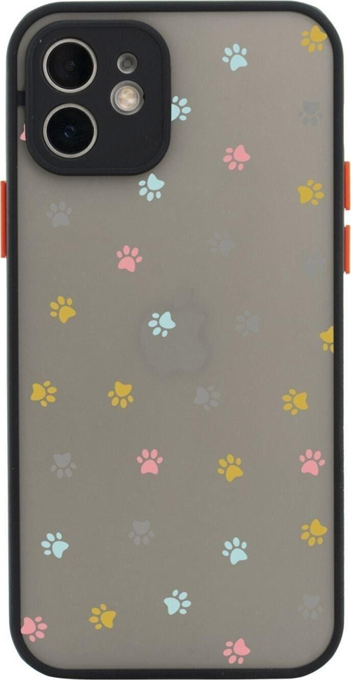 Iphone 11 Lüx Kamera Lens Korumalı Pati Desenli Siyah Telefon Kılıfı
