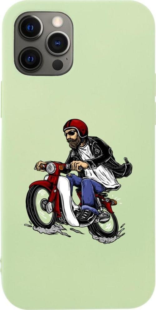 Iphone 12 Pro Max Motobiker Tasarımlı Yeşil Telefon Kılıfı