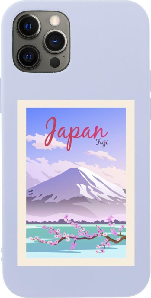 Iphone 12 Pro Japan Fuji Tasarımlı Lila Telefon Kılıfı