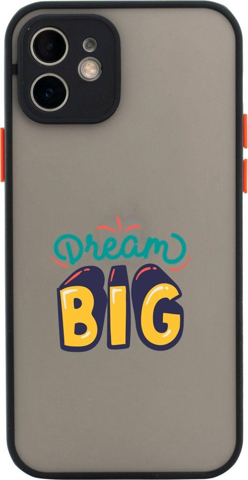 Iphone 11 Lüx Kamera Lens Korumalı Büyük Düşün Desenli Siyah Telefon Kılıfı