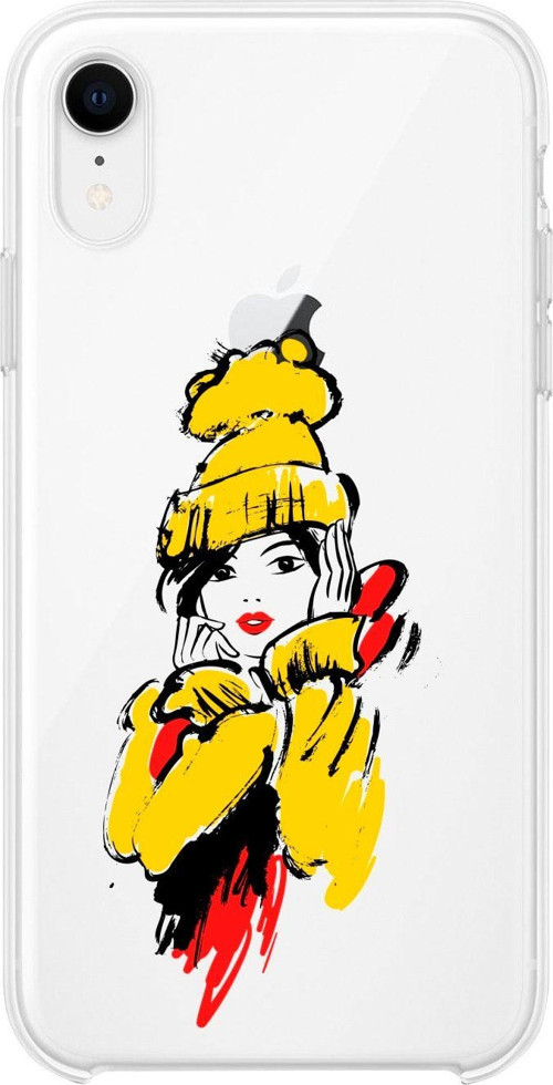 İphone Xr Fashion Desenli Şeffaf Telefon Kılıfı
