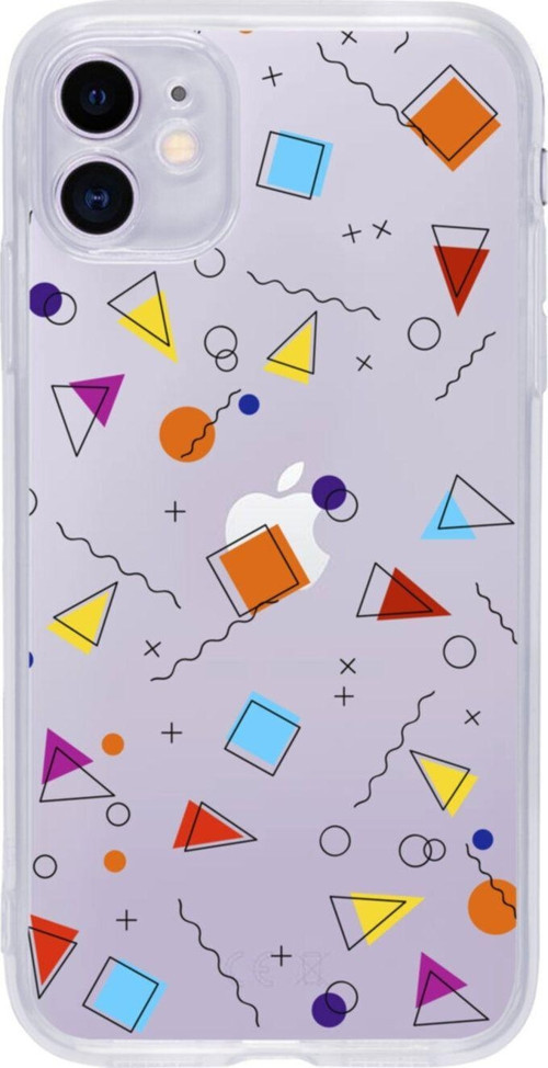Iphone 11 Color Geometric Tasarımlı Şeffaf Telefon Kılıfı
