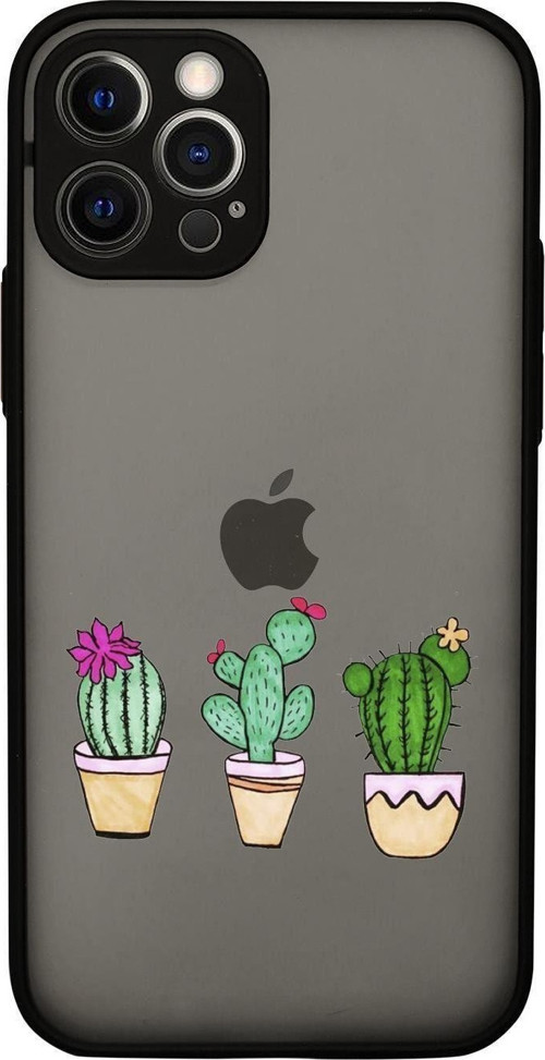 İphone 12 Uyumlu Kamera Lens Korumalı Üçlü Kaktüs Desenli Lüx Telefon Kılıfı