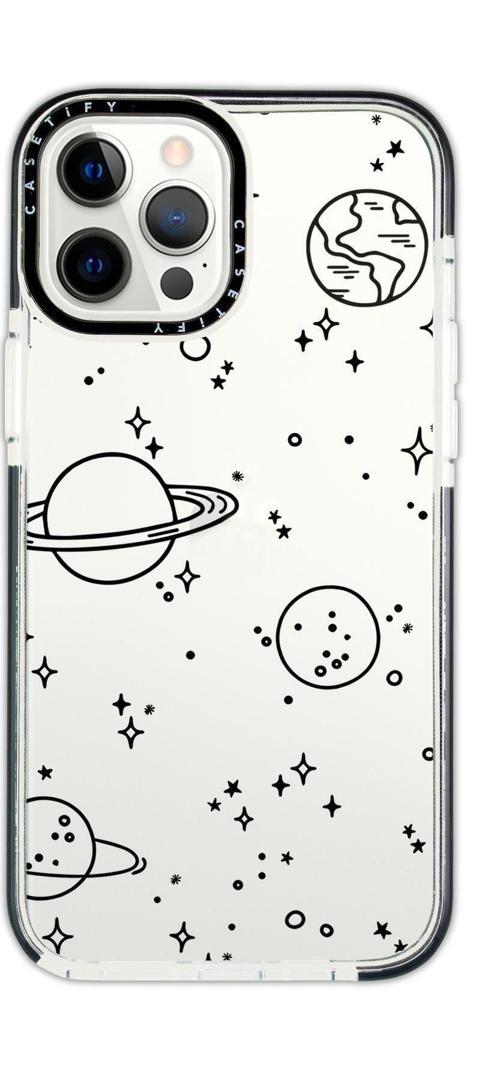 Iphone 12 Pro Casetify Galaxy And Stars Desenli Anti Shock Premium Silikonlu Siyah Kenar Detaylı Tel