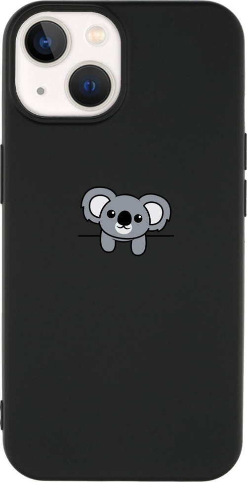 İphone 14 Koala Desenli Lansman Siyah Telefon Kılıfı