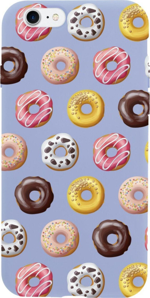 İphone Se Renkli Donutlar Tasarımlı Lila Telefon Kılıfı