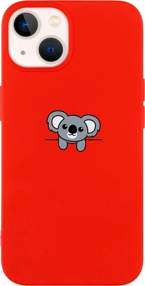 İphone 14 Plus Koala Desenli Lansman Kırmızı Telefon Kılıfı