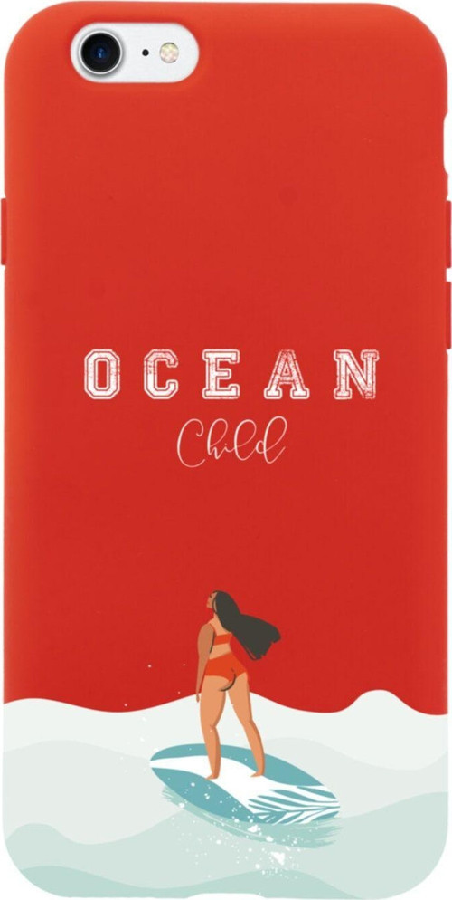 İphone Se Ocean Child Tasarımlı Kırmızı Telefon Kılıfı