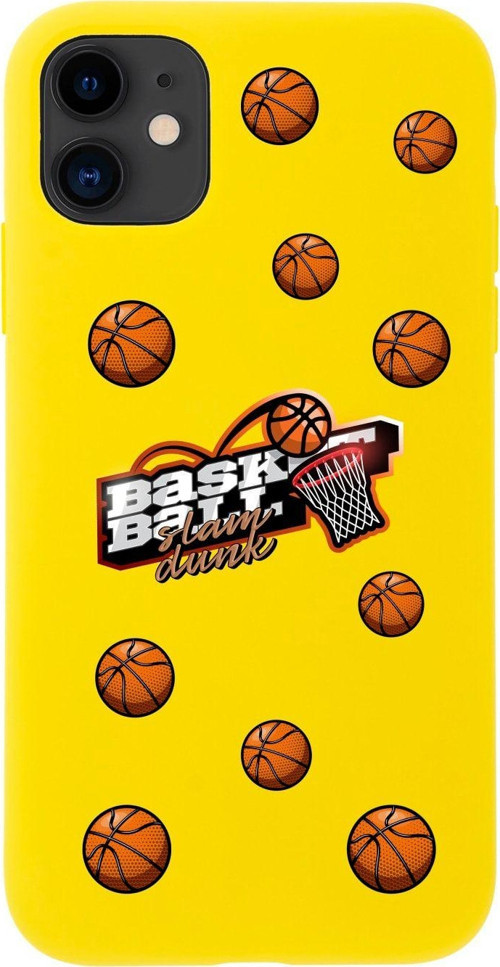 Iphone 11 Basketbol Top Tasarımlı Sarı Telefon Kılıfı