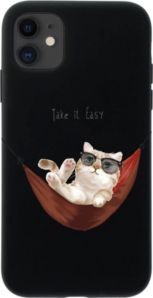 Iphone 11 Take It Easy Tasarımlı Siyah Telefon Kılıfı