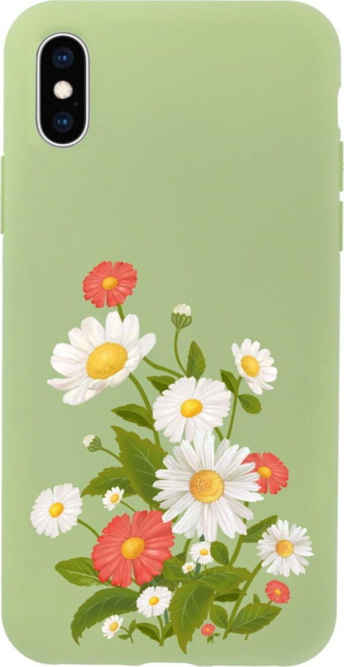İphone Xs Daisy Tasarımlı Yeşil Telefon Kılıfı
