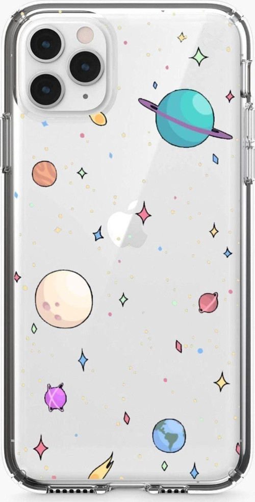 Iphone 11 Pro Max Gezegen Tasarımlı Şeffaf Telefon Kılıfı