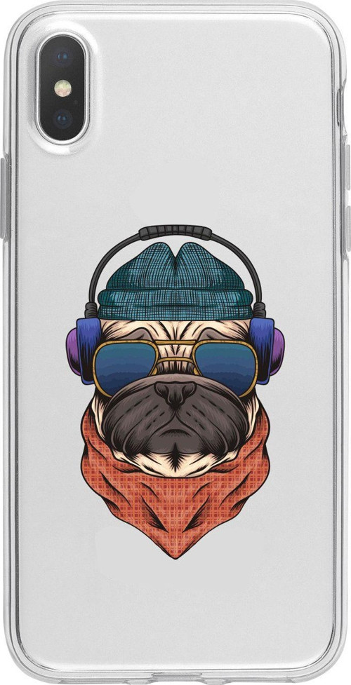 İphone Xs Max Uyumlu Pug Lens Korumalı Şeffaf Telefon Kılıfı