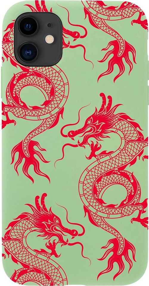 Iphone 11 Ejderya Tasarımlı Yeşil Telefon Kılıfı