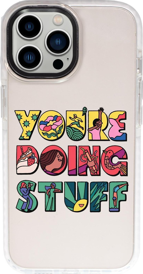 İphone 15 Pro Max Uyumlu Youre Doing Stuff Desenli Candy Bumper Silikonlu Telefon Kılıfı
