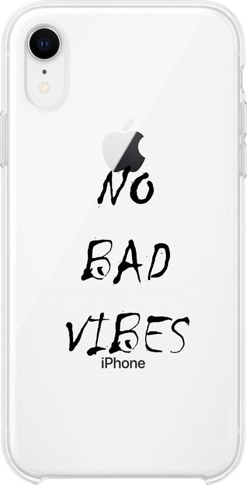 İphone Xr No Bad Vibes Desenli Şeffaf Telefon Kılıfı