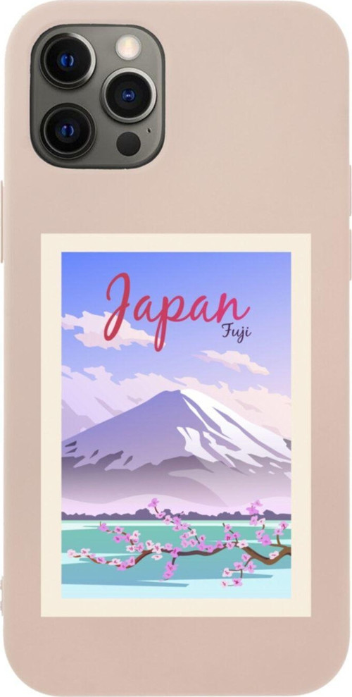Iphone 12 Pro Japan Fuji Tasarımlı Pembe Telefon Kılıfı