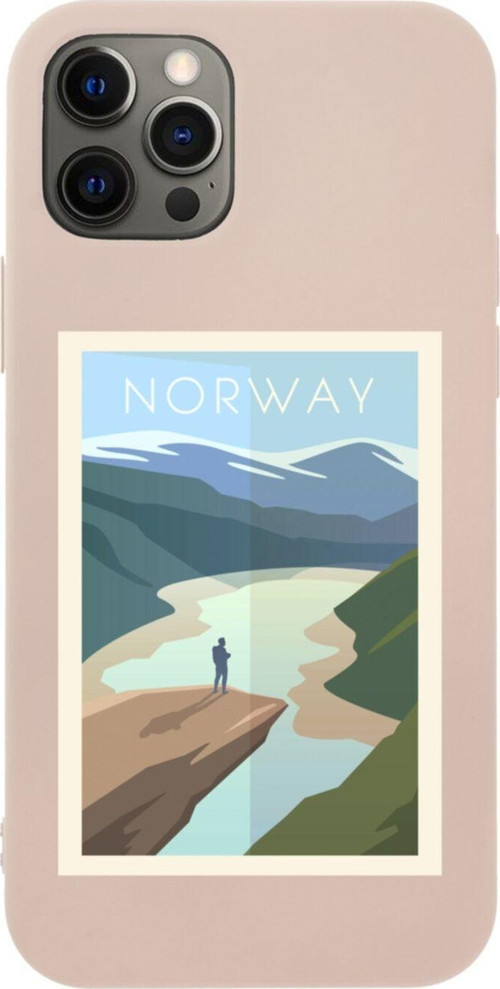 Iphone 12 Pro Norway Tasarımlı Pembe Telefon Kılıfı