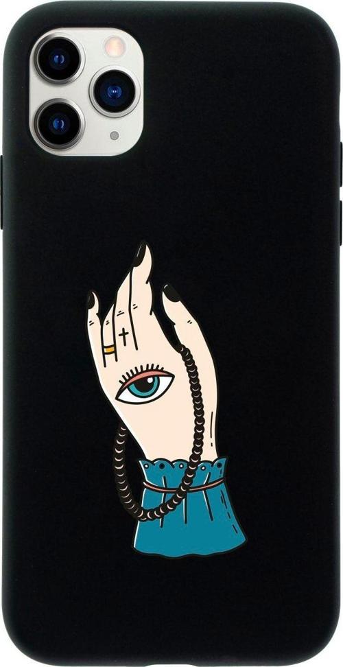 Iphone 11 Pro El Ve Göz Tasarımlı Siyah Telefon Kılıfı