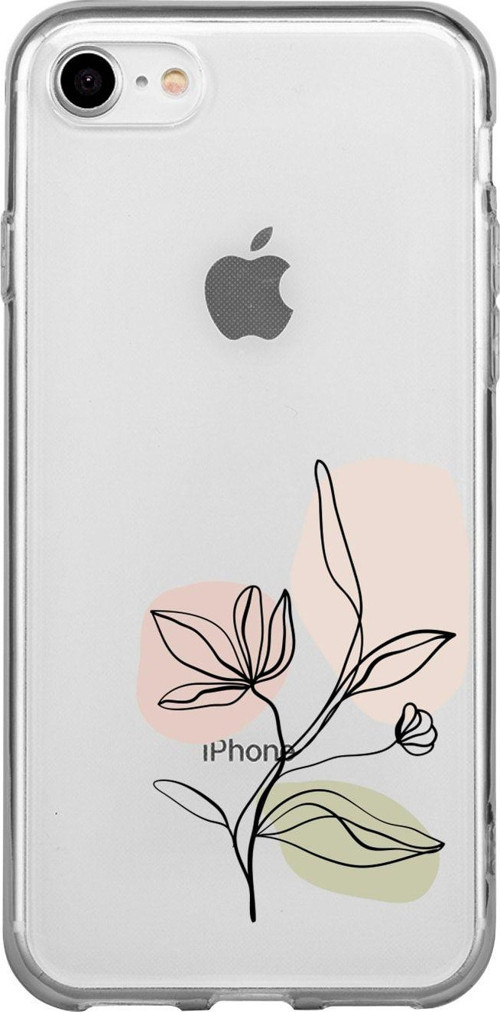 İphone Se Art Pink Flower Desenli Şeffaf Telefon Kılıfı