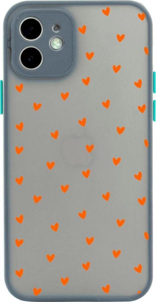 Iphone 11 Lüx Kamera Lens Korumalı Minik Kalpler Turuncu Desenli Hri Telefon Kılıfı
