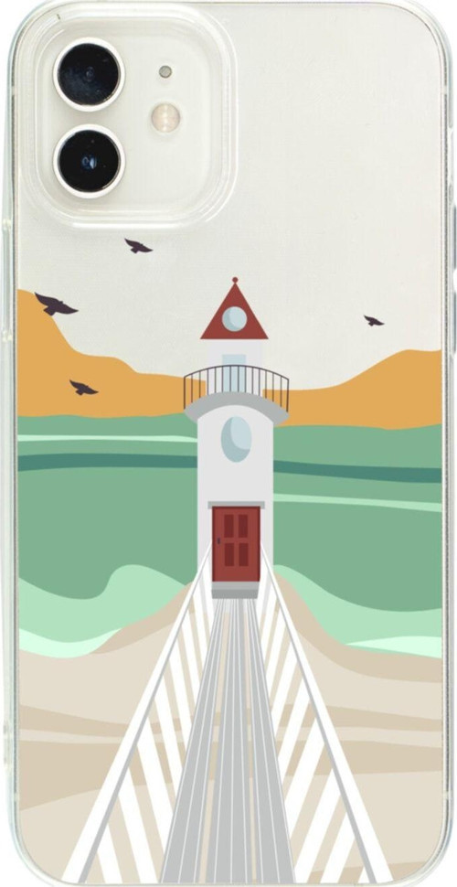 İphone 12 Deniz Feneri Desenli Şeffaf Telefon Kılıfı