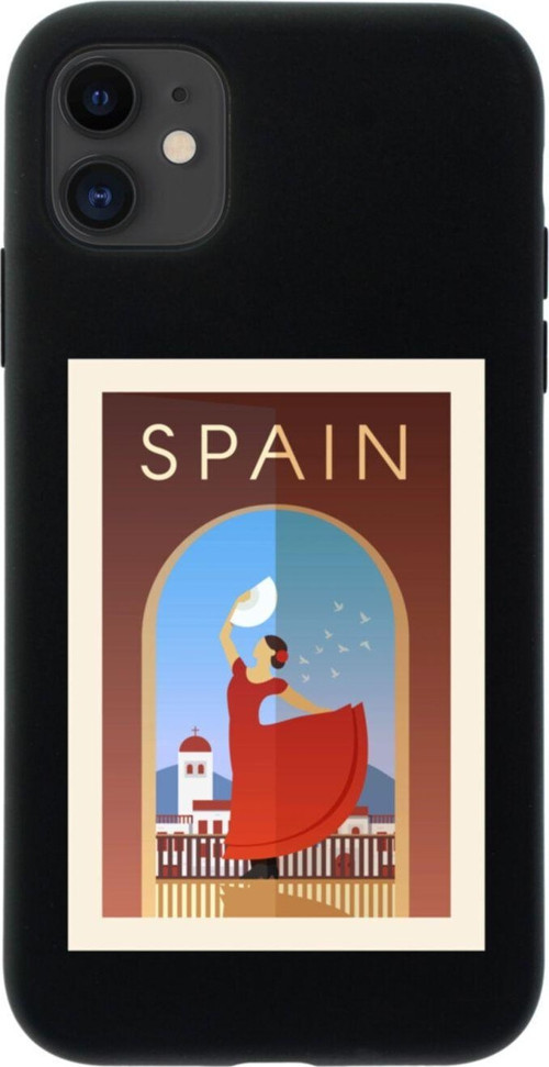Iphone 11 Spain Tasarımlı Siyah Telefon Kılıfı
