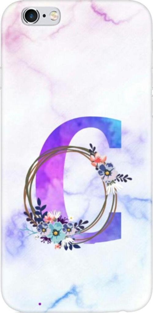 İphone 6 / 6S Renkli Mermer Desen C Harfli Telefon Kılıfı