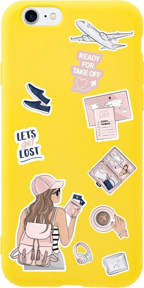İphone Se Pink Travel Tasarımlı Sarı Telefon Kılıfı