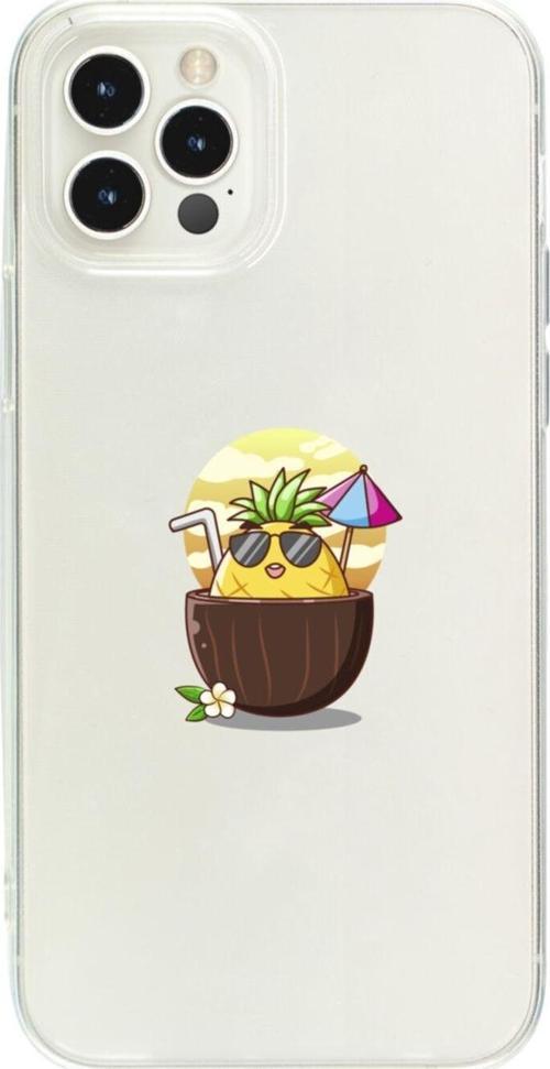 Iphone 12 Pro Güneşlenen Ananas Şeffaf Telefon Kılıfı