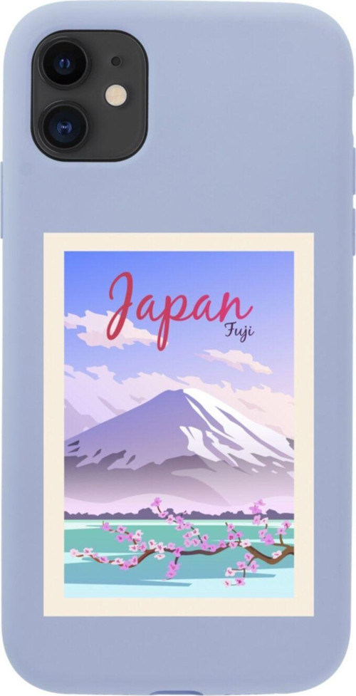 Iphone 11 Japan Fuji Tasarımlı Lila Telefon Kılıfı