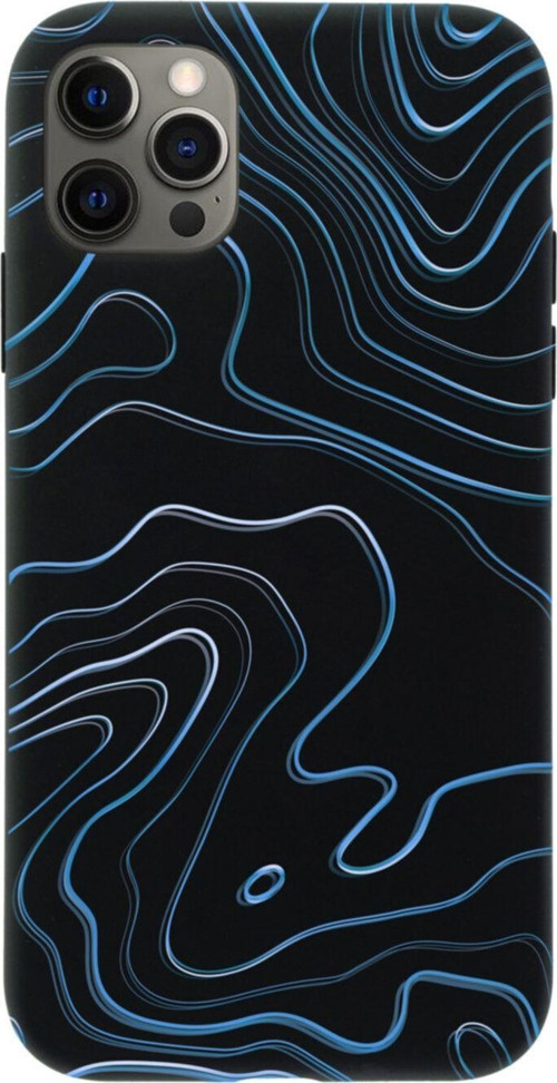 Iphone 12 Pro Blue Art Tasarımlı Siyah Telefon Kılıfı