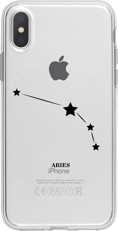 İphone X Koç Yıldız Desenli Şeffaf Telefon Kılıfı