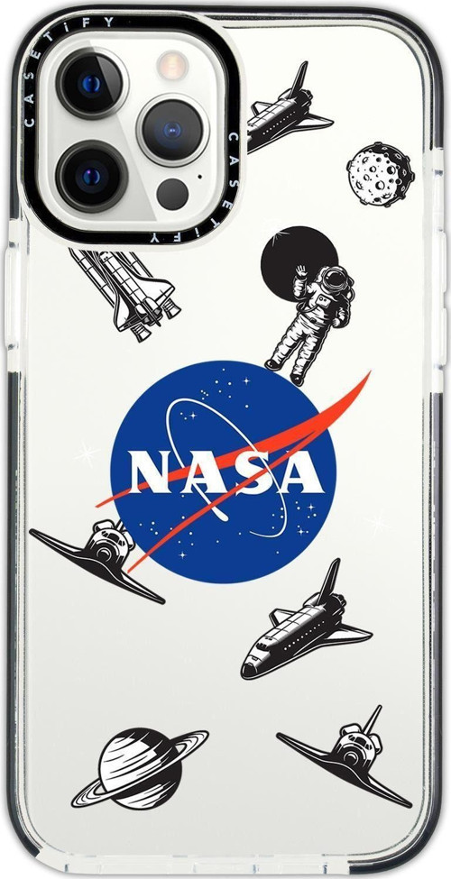 Iphone 12 Pro Casetify Nasa Desenli Anti Shock Premium Silikonlu Siyah Kenar Detaylı Telefon Kılıfı