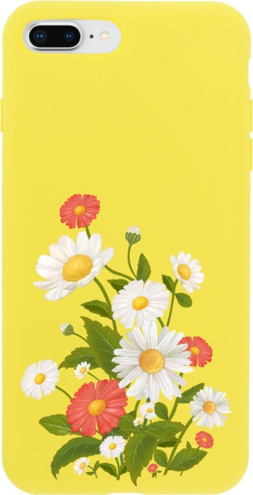 İphone 7 Plus Daisy Tasarımlı Sarı Telefon Kılıfı