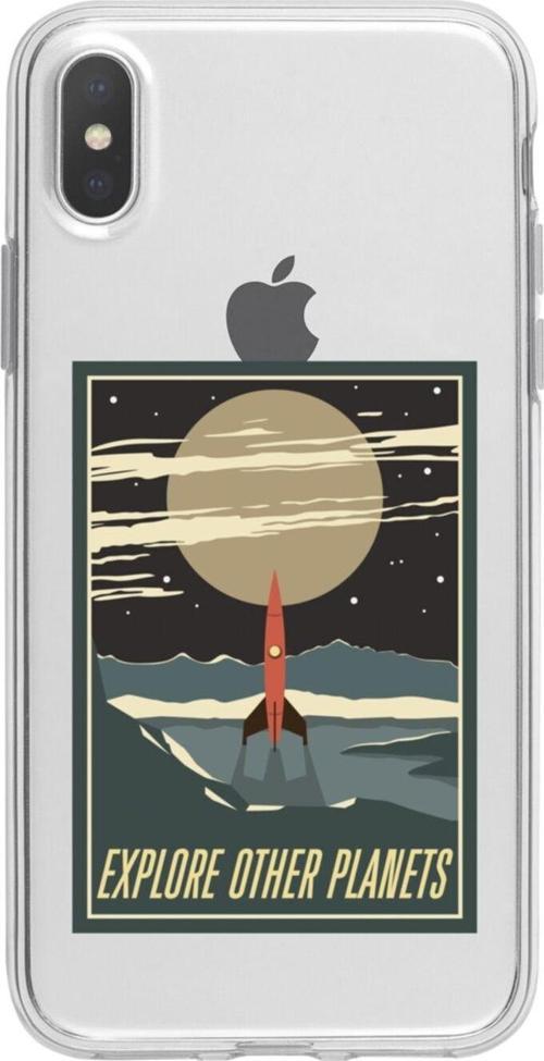 İphone Xs Explore Other Planets Şeffaf Telefon Kılıfı