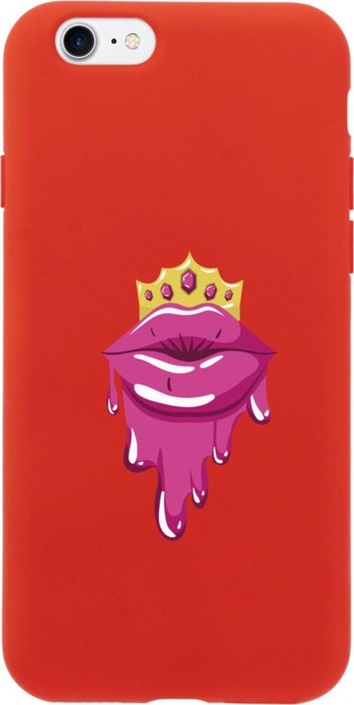 İphone 8 Crown Lip Tasarımlı Kırmızı Telefon Kılıfı