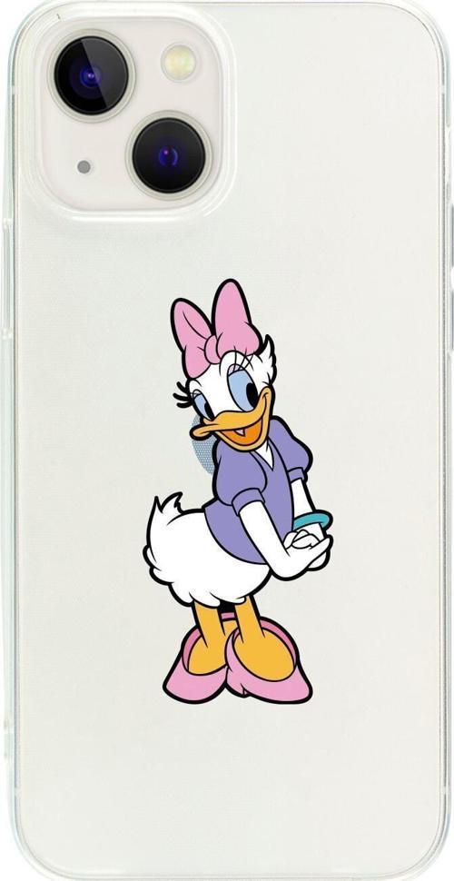 İphone 15 Uyumlu Daisy Duck Desenli Şeffaf Telefon Kılıfı