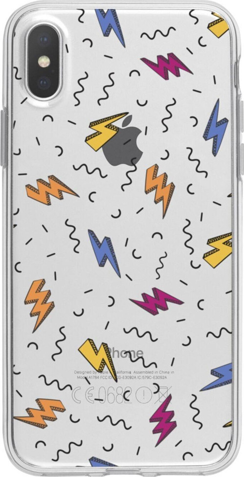 İphone X Şimşekler Tasarımlı Şeffaf Telefon Kılıfı