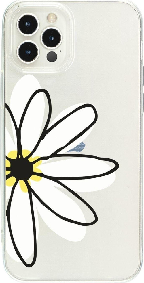 İphone 14 Pro Max Papatya Desenli Şeffaf Telefon Kılıfı