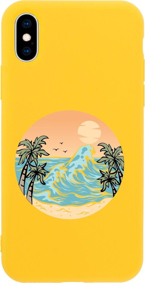 İphone X Summer Beach Tasarımlı Sarı Telefon Kılıfı