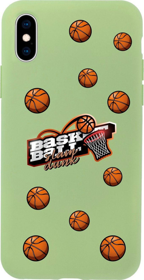 İphone Xs Basketbol Top Tasarımlı Yeşil Telefon Kılıfı