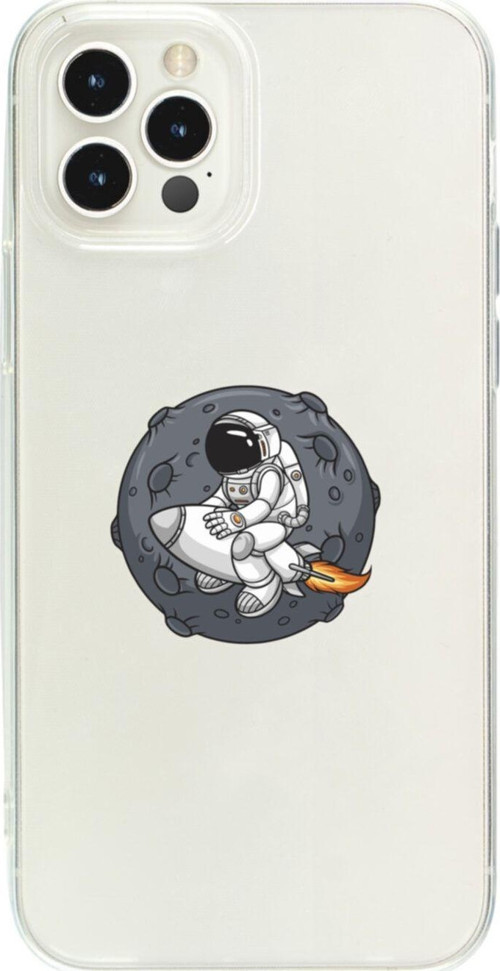 Iphone 12 Pro Mx Gezegen Astronot Şeffaf Telefon Kılıfı