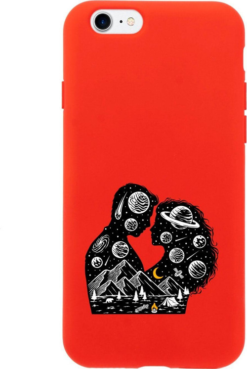 İphone Se Romantic Illustration Tasarımlı Kırmızı Telefon Kılıfı