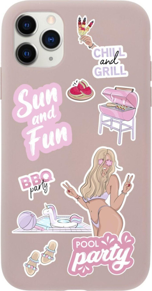 Iphone 11 Pro Pool Party Tasarımlı Pembe Telefon Kılıfı