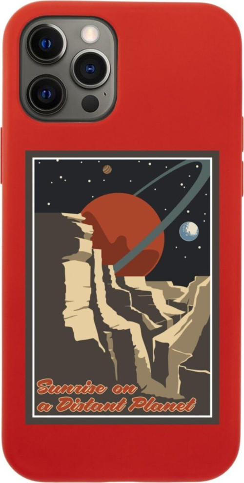 Iphone 12 Pro Max Uyumlu Sunrise On Planet Tasarımlı Kırmızı Telefon Kılıfı